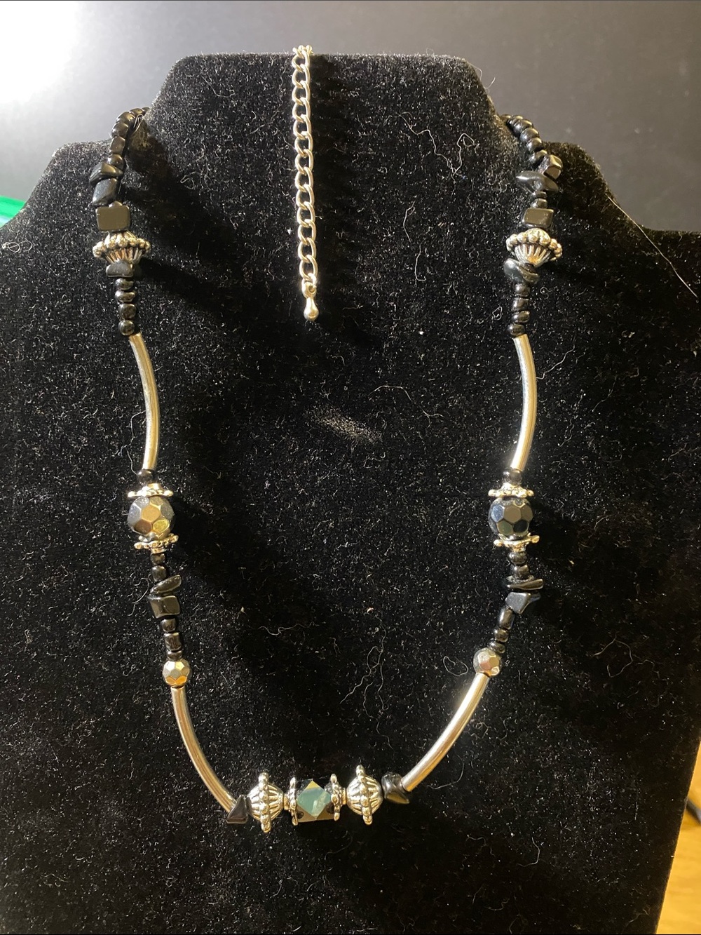 Elegant Black Beaded Necklace by